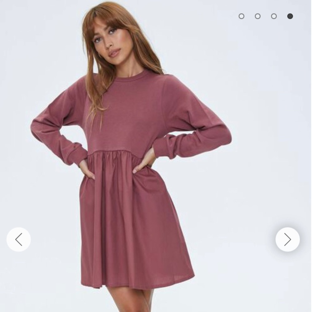 🆕 Berry Babydoll Long Sleeve Dress (w/ Tags)
